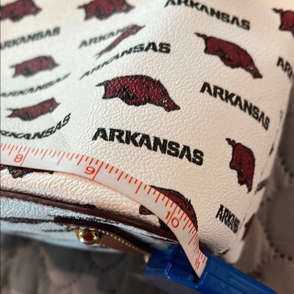 Dooney & Bourke White and Red & Brown Arkansas Razorback Satchel - Picture 6 of 9